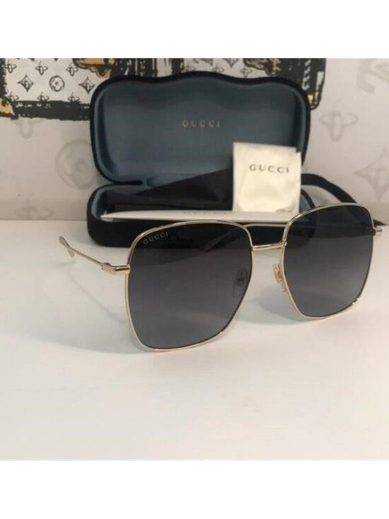 New Authentic Gucci GG1031S 001 Gold Square Sunglasses Grey Gradient Lenses main image 10